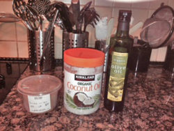 Ingredients for coconut oil carob bars.